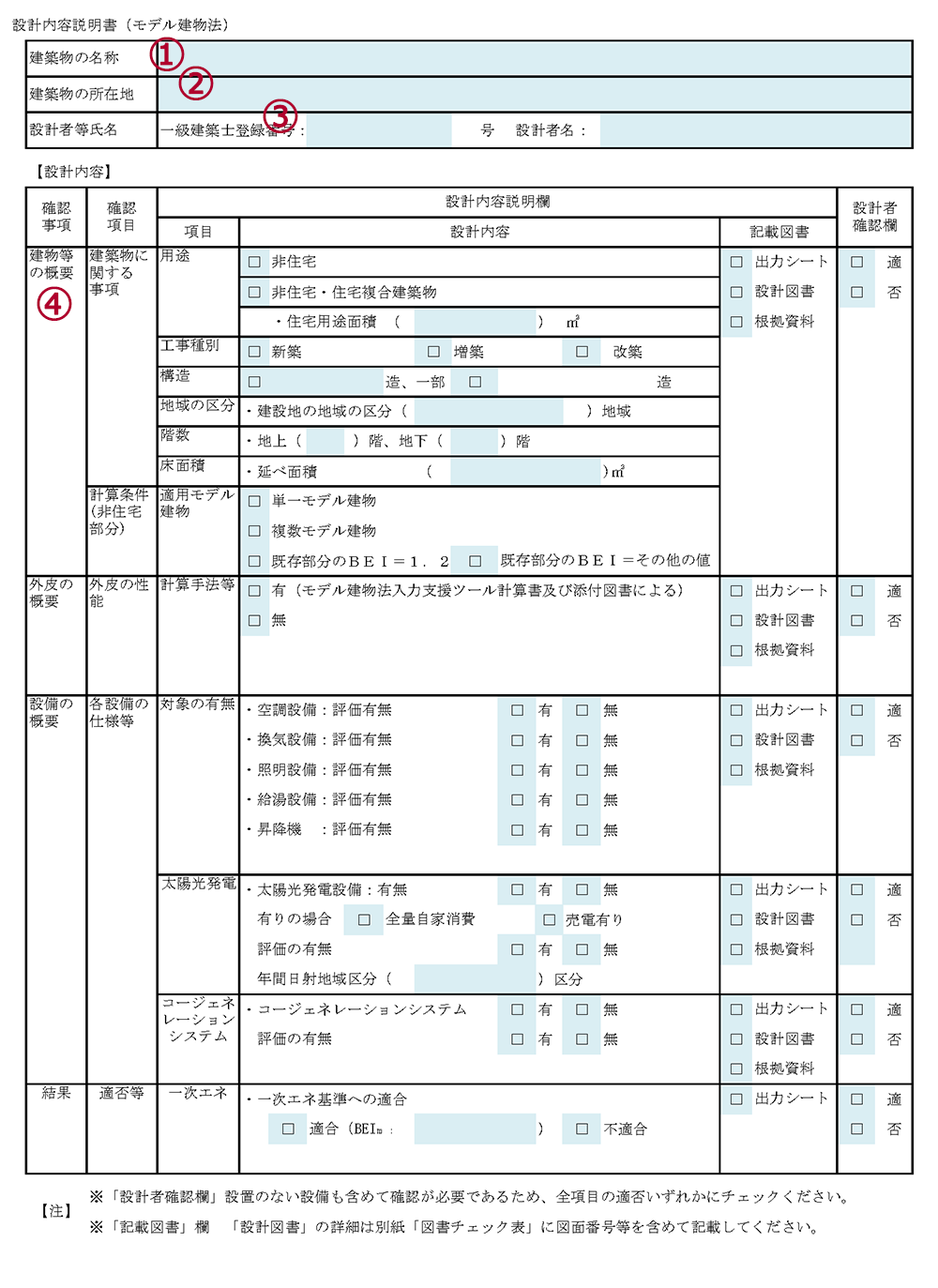 設計内容説明書:モデル建物法